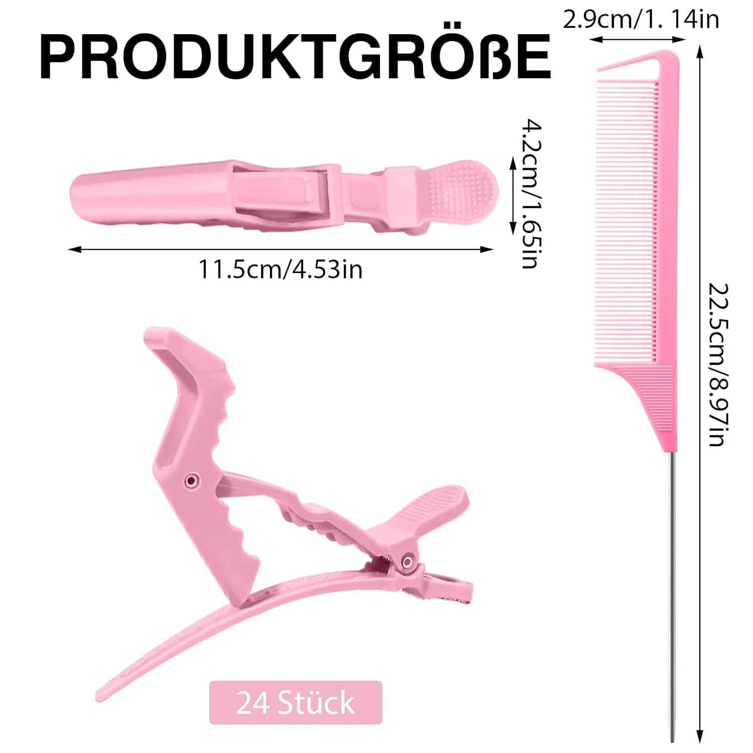 Набор из 24 профессиональных зажимов для волос розового цвета Cogvohy, Pink — фото 2