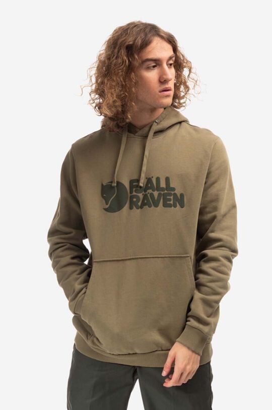 

Хлопковая толстовка с капюшоном и логотипом Fjallraven, зеленый