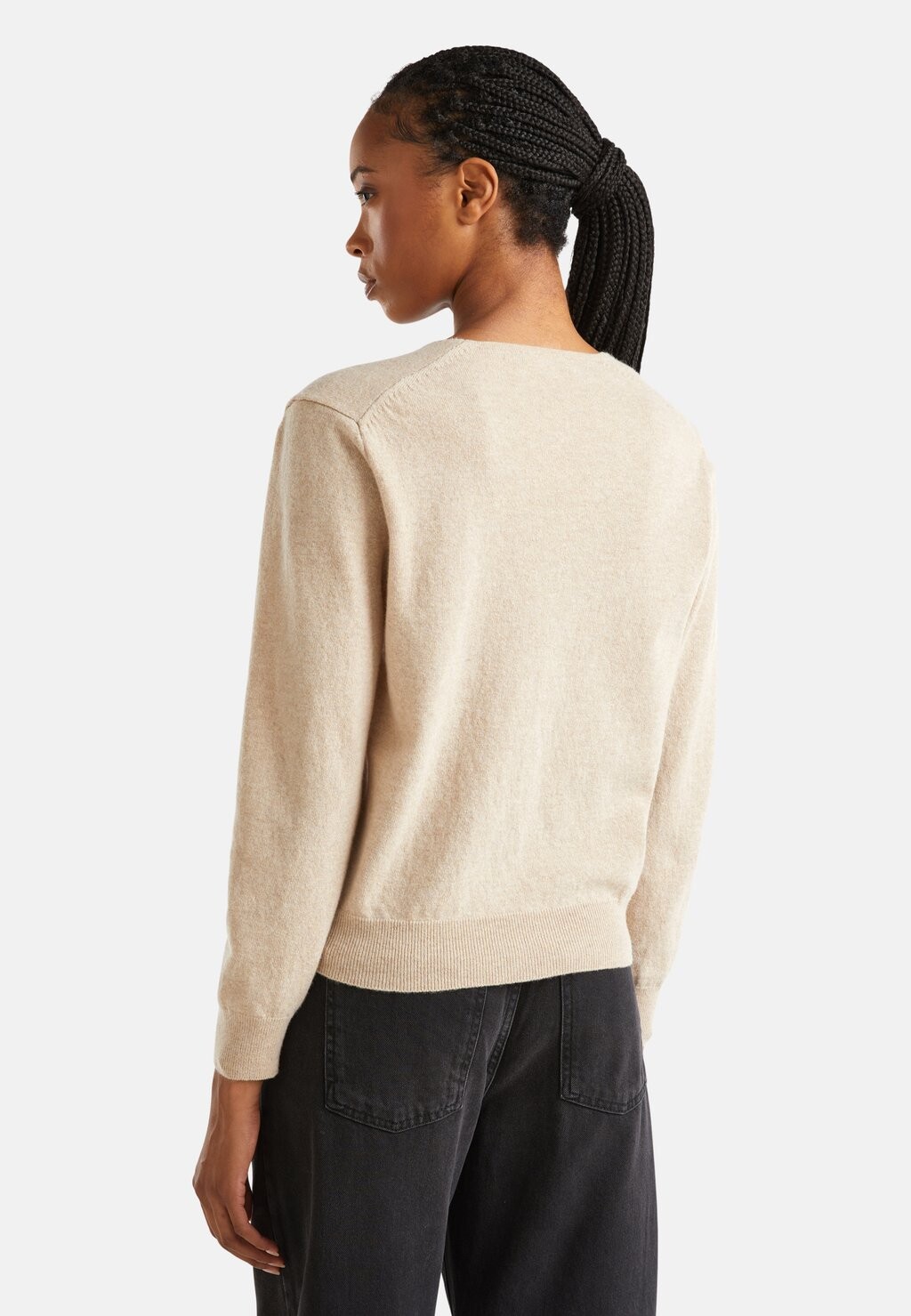 

Вязаный свитер V-NECK United Colors of Benetton, бежевый