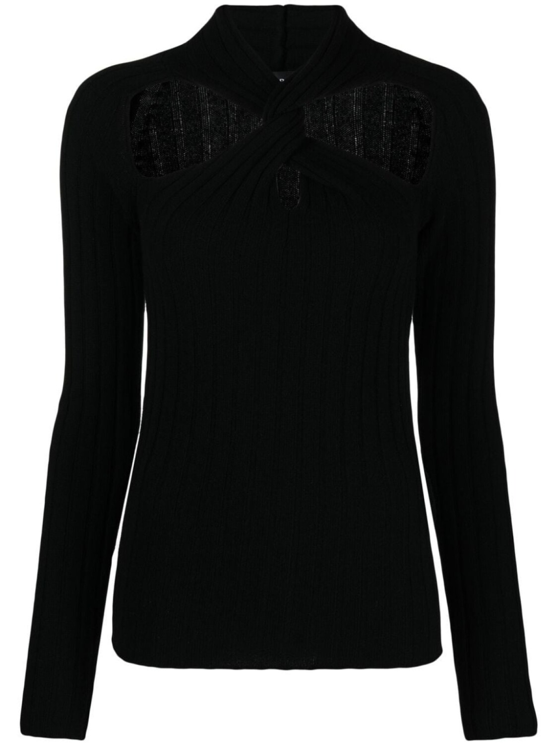 

Versace джемпер в рубчик с драпировкой, черный