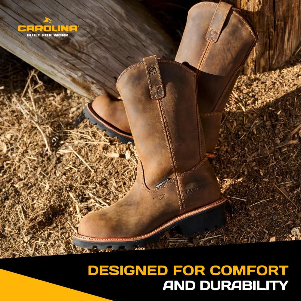 Мужские сапоги Carolina Boots Well X 12 с водонепроницаемым носком и ранчо-высокой стойкой, долговечная кожа темного цвета для тяжелой работы — фото 4