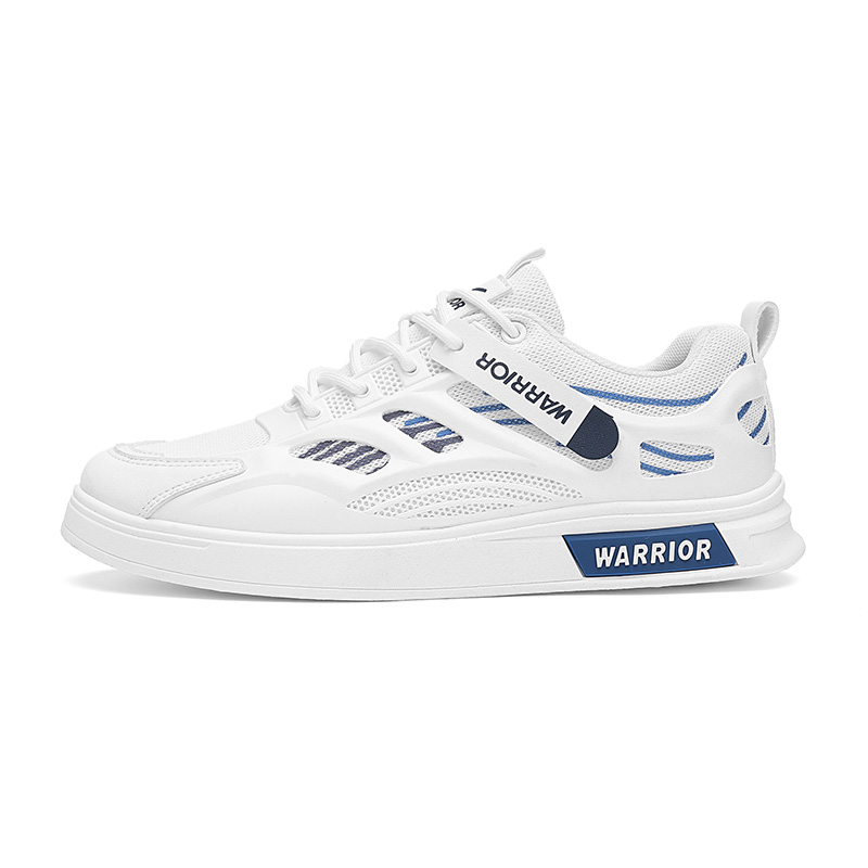 

Мужские низкие скейтерские кроссовки Abrasion Resistant, легкие и дышащие WARRIOR, белый синий темно-серый