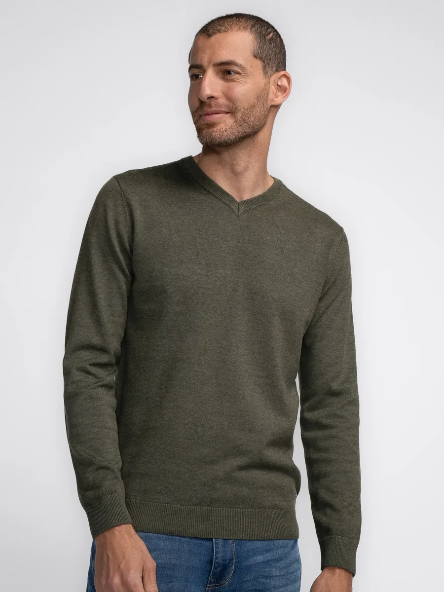 

Свитер Petrol Industries с V-образным вырезом "Мужской трикотаж V-Neck Basic", зеленый