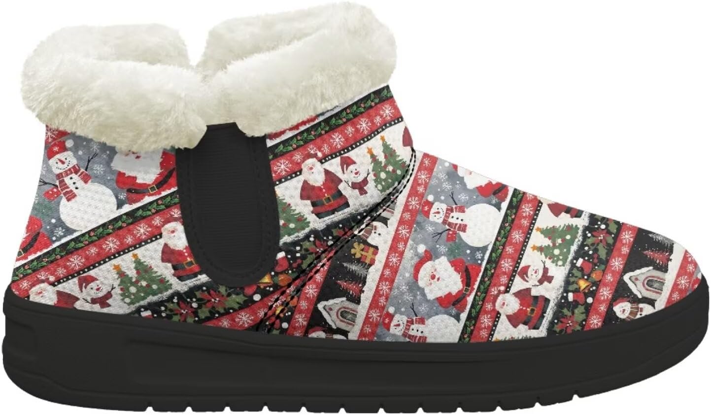 

Зимние теплые плюшевые ботинки Forchrinse с меховой подкладкой для женщин и мужчин, удобные зимние ботильоны для прогулок, Christmas