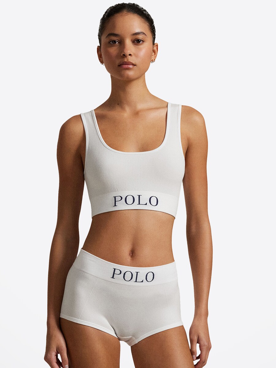 Короткий пижамный комплект Polo Ralph Lauren Ribbed Seamless, белый — фото 2