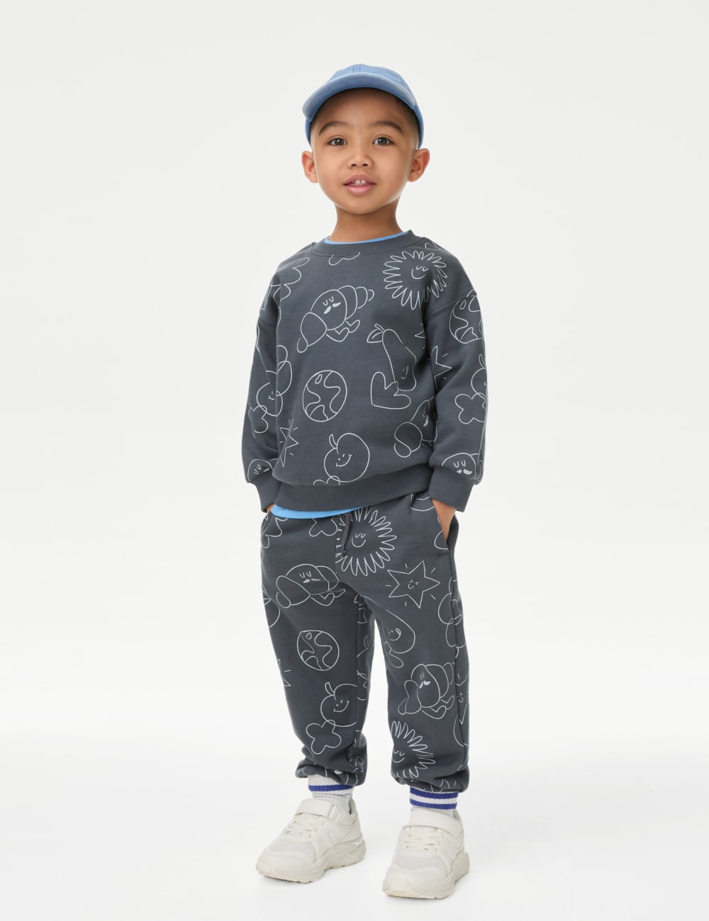 

Спортивные брюки из хлопка с рисунком Doodle Marks & Spencer, угольный