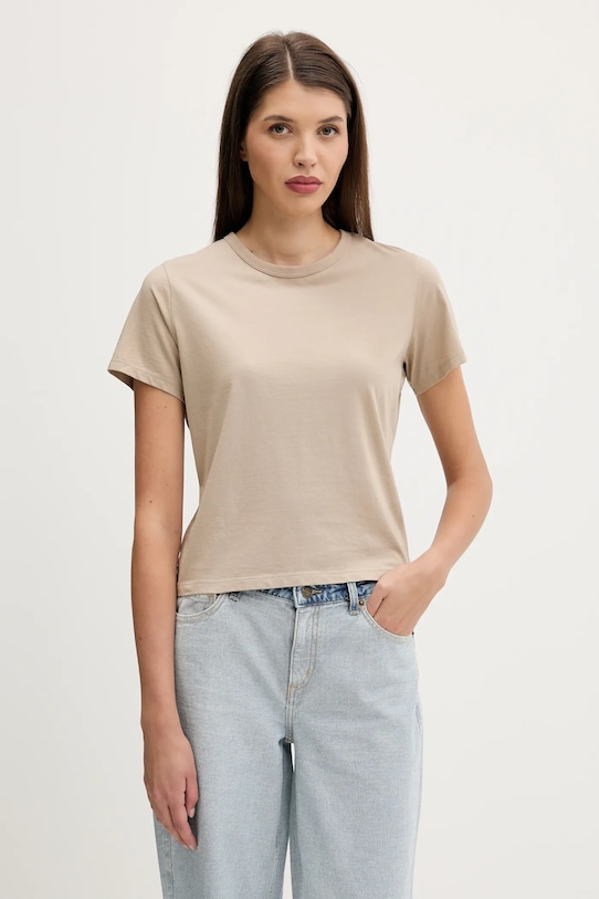 

Хлопковая футболка Abercrombie & Fitch, бежевый