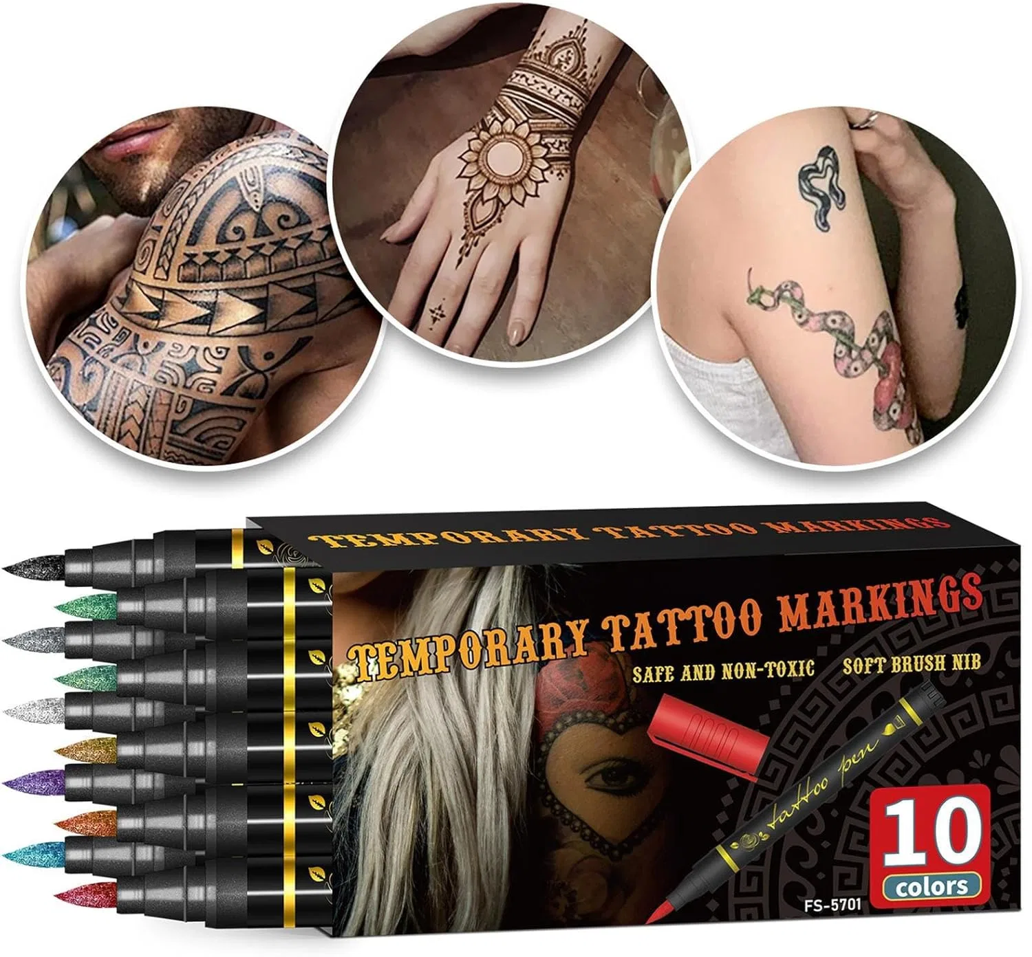 Набор маркеров для тела Body Marker, 10 цветов, смываемые — фото 4
