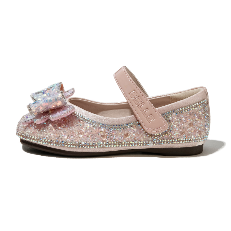 

Детские кожаные туфли с противоскользящей подошвой для детей 3-7 лет BELLE BABY, розовый