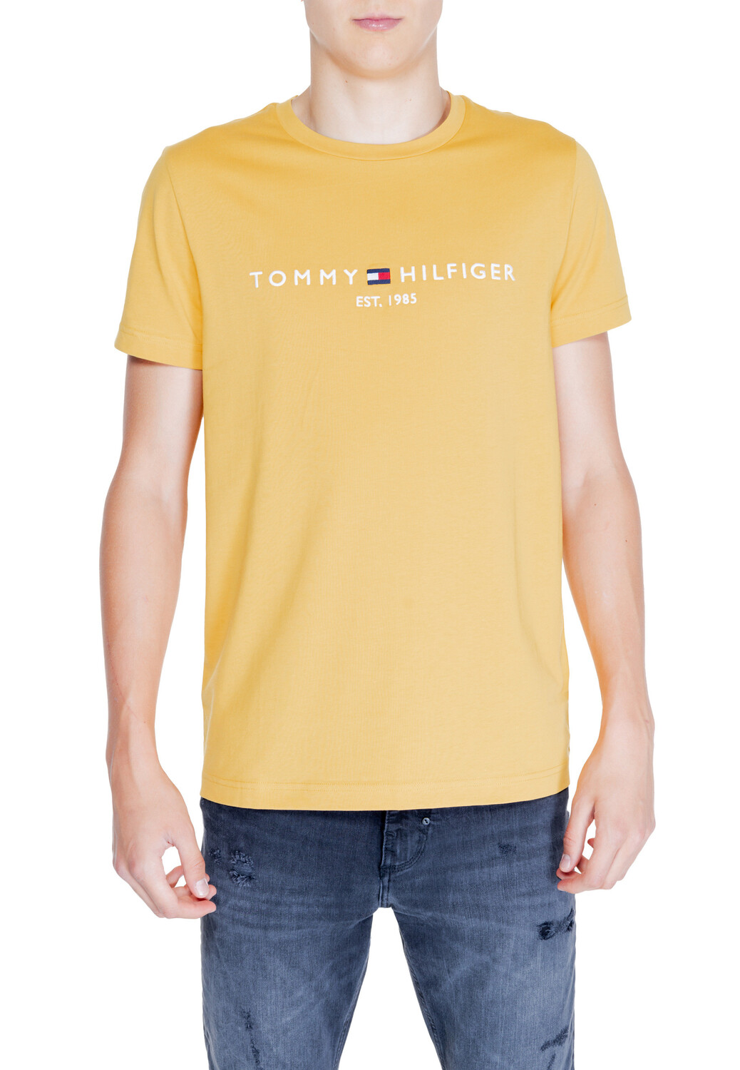 

Футболка мужская Tommy Hilfiger хлопковая с логотипом бренда, желтый