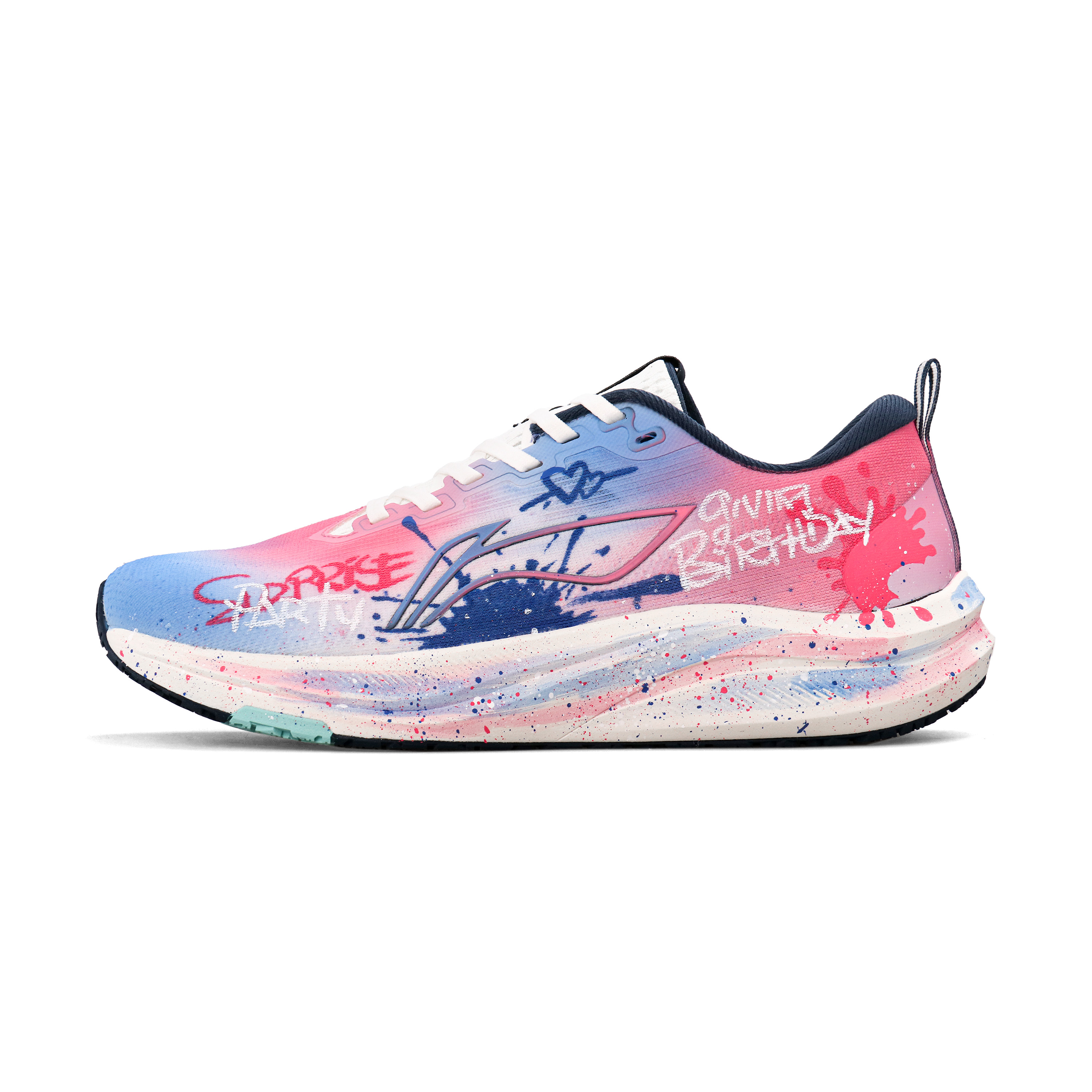 

LINING Кроссовки для бега Red Hare 8 с противоскользящей подошвой, износостойкие, мужские, белые, розовые, синие