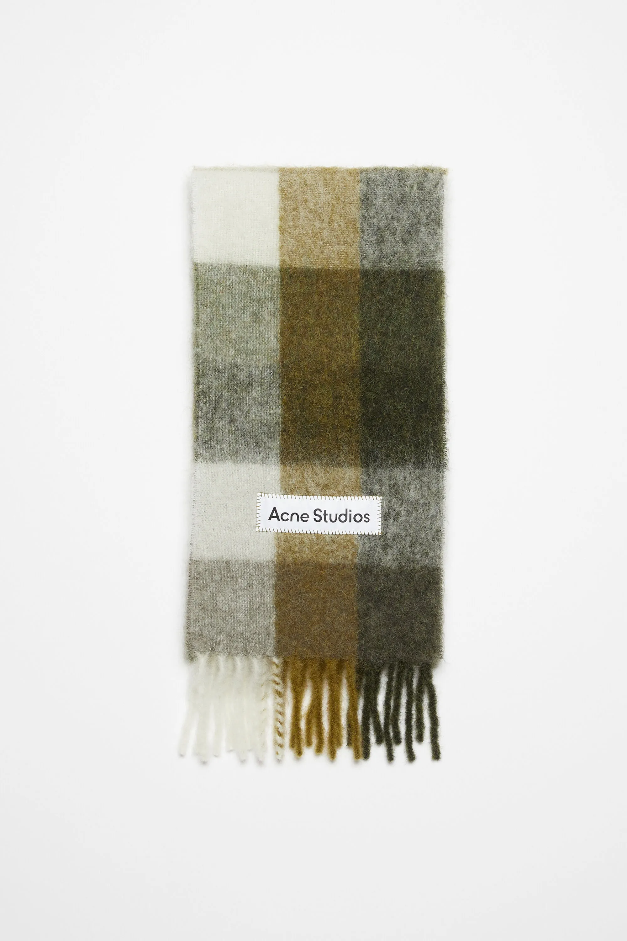 

Шарф в клетку из мохера Acne Studios, Taupe/Green/Black