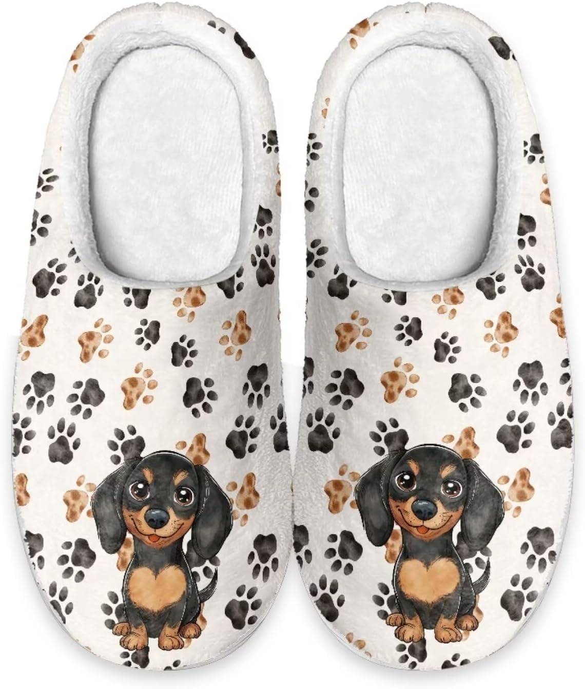 

Милые тапочки Forchrinse с корги для мужчин и женщин, мягкие, теплые, с эффектом памяти, плюшевые, женские тапочки для дома для любителей щенков, Dachshund Paw Print