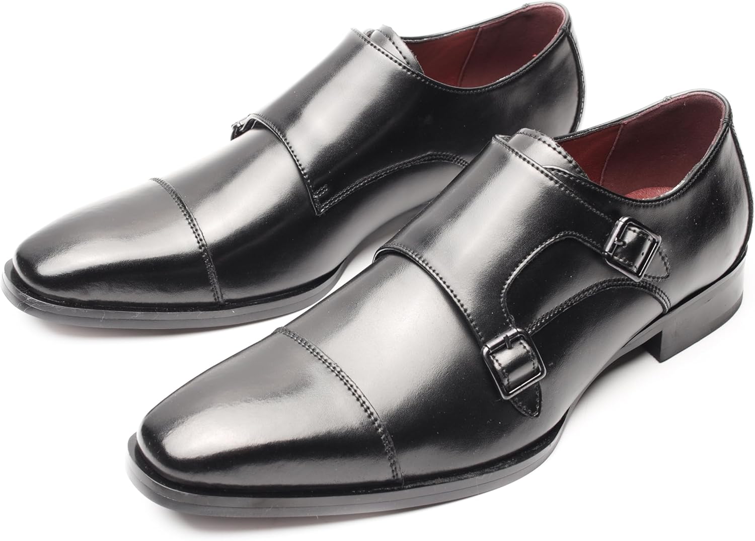 

Мужские лоферы из натуральной кожи с монк-застежкой, зауженный носок, низкие формальные оксфорды без шнуровки, подходящие для офиса, свадьбы и вождения Negyanme, черный