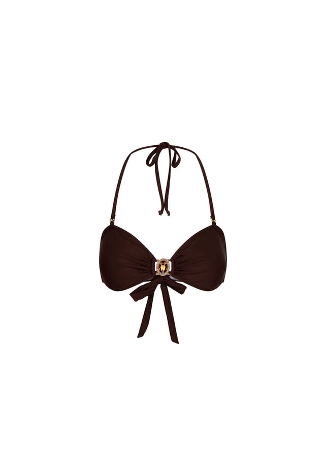 

Верх бикини amour со сверкающими блестящими камнями Moda Minx, цвет coffee
