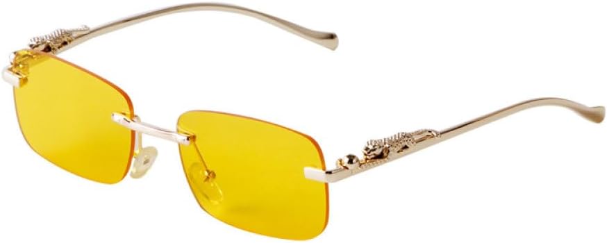 

Солнцезащитные очки MUTYNE без оправы, модные винтажные, с леопардовым принтом, в металлической оправе, роскошные солнцезащитные очки с защитой от УФ-излучения UV400, C4 Golden Yellow