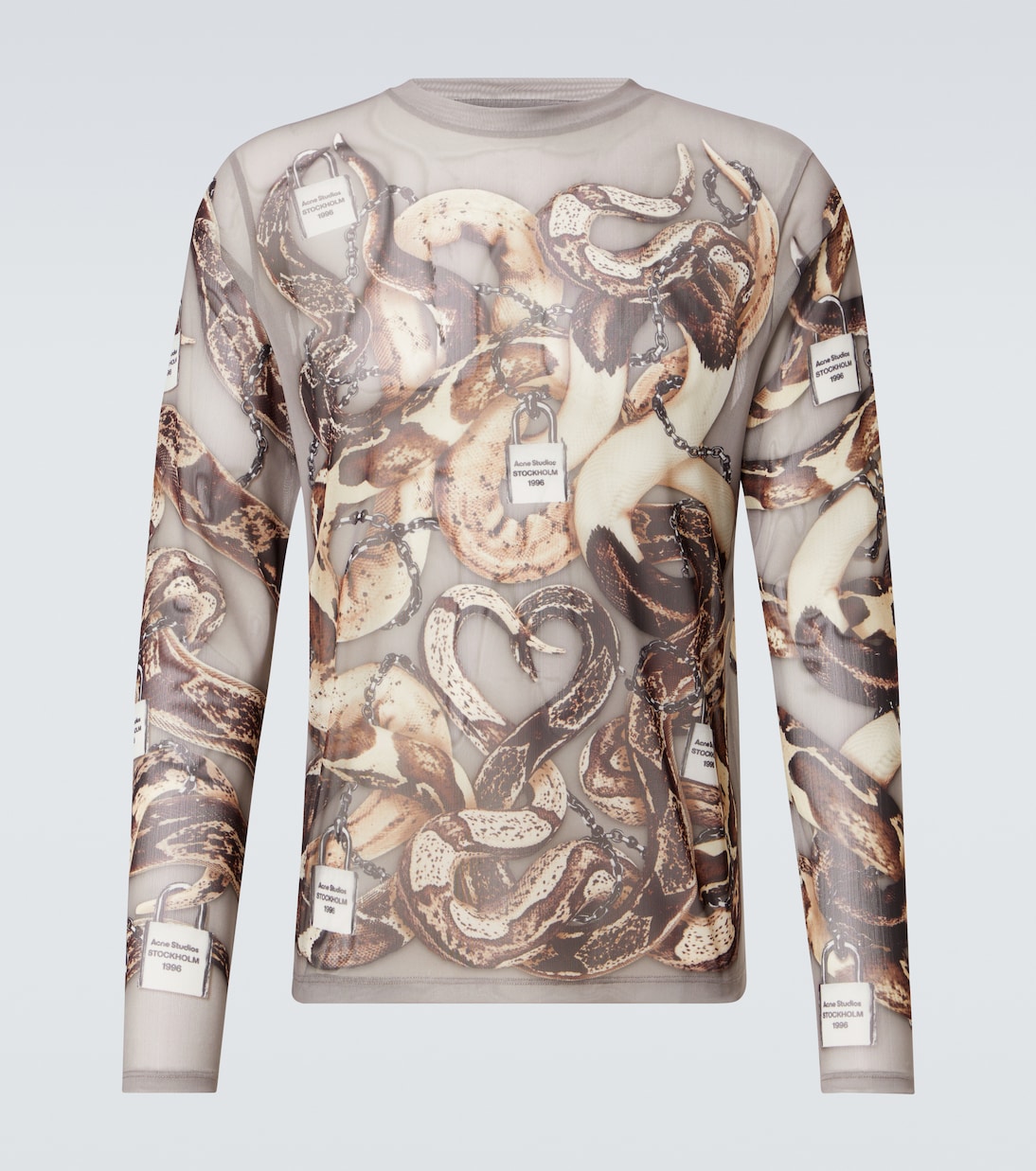 

Футболка с сетчатым принтом Acne Studios, Light Grey