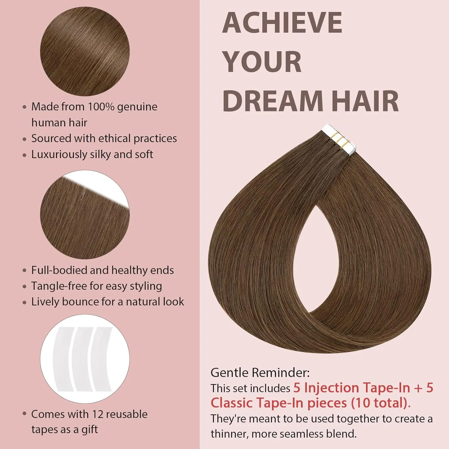 Накладные пряди на лентах Silk-co Invisible Tape Extensions Silk-Co, Chocolate Brown — фото 3
