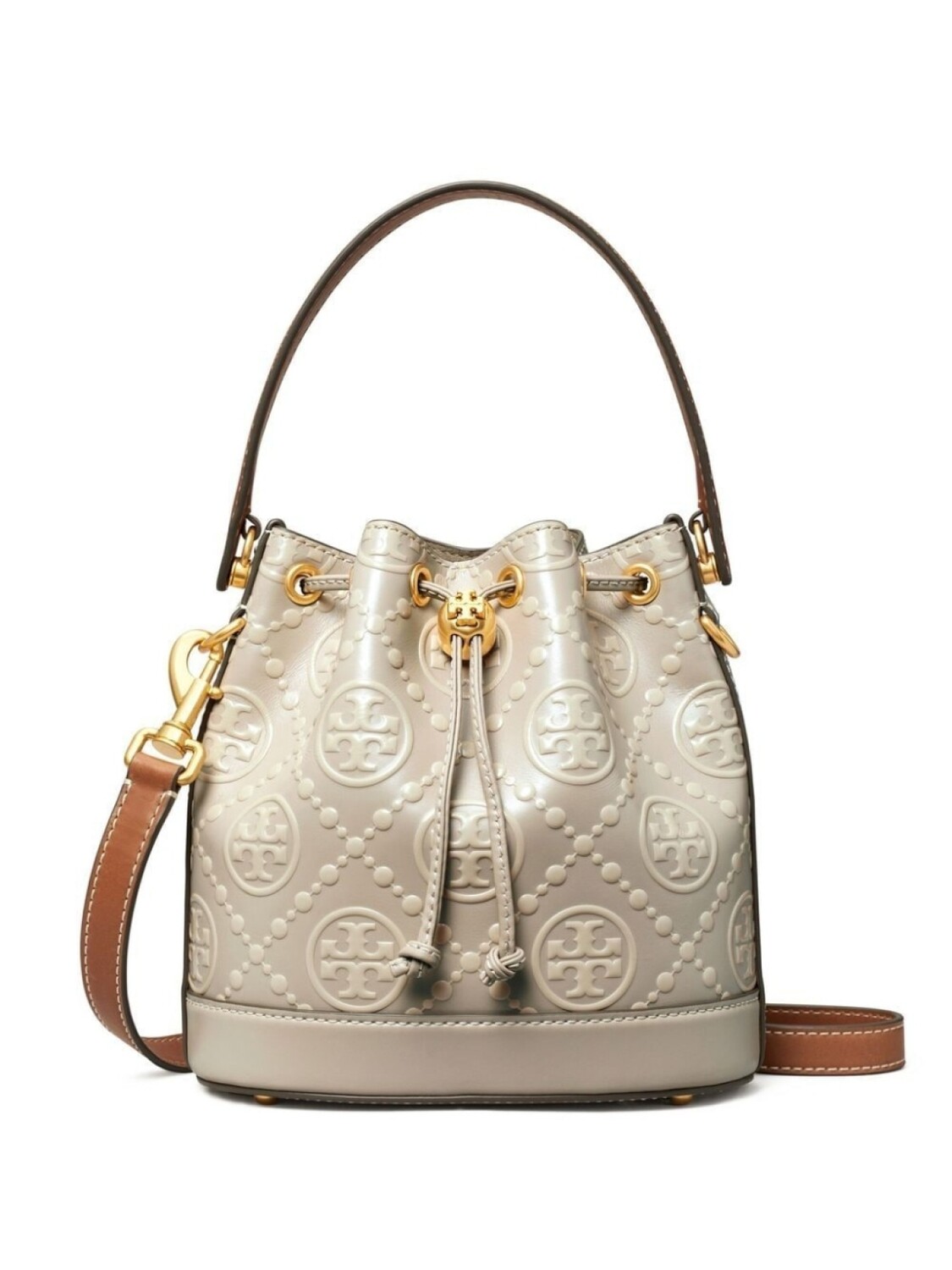 

Tory Burch сумка-ведро с тисненой монограммой, нейтральный цвет