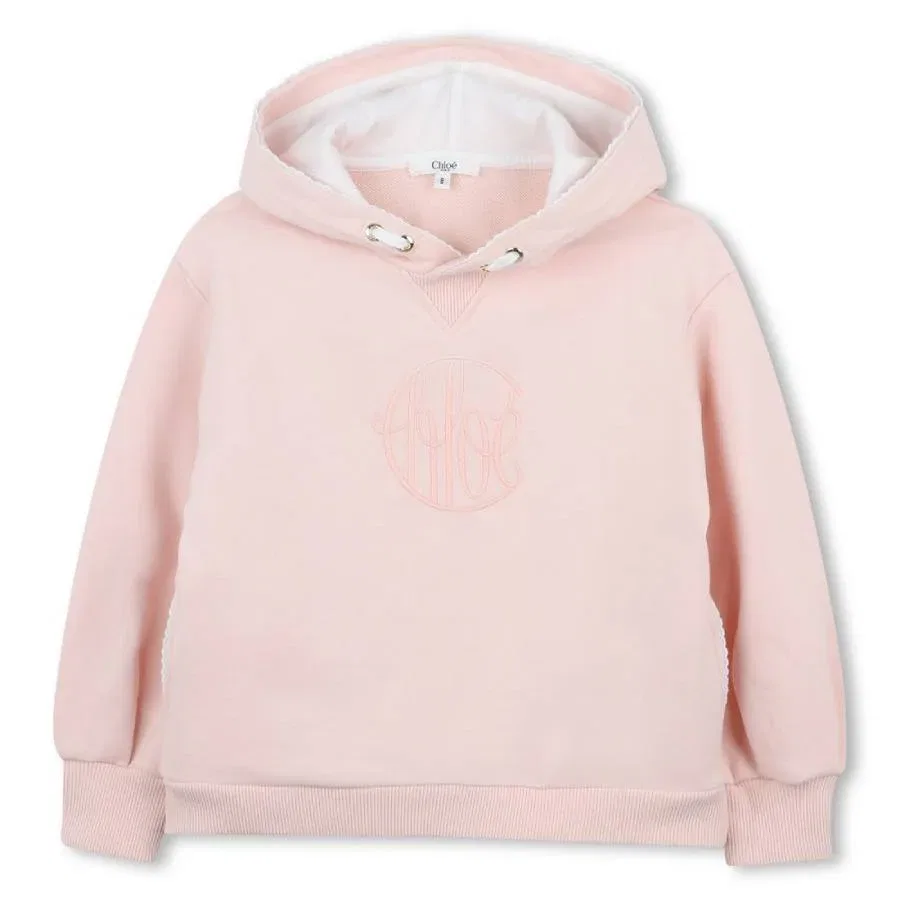 Детская укороченная толстовка с капюшоном и логотипом Chloe, Petal Pink