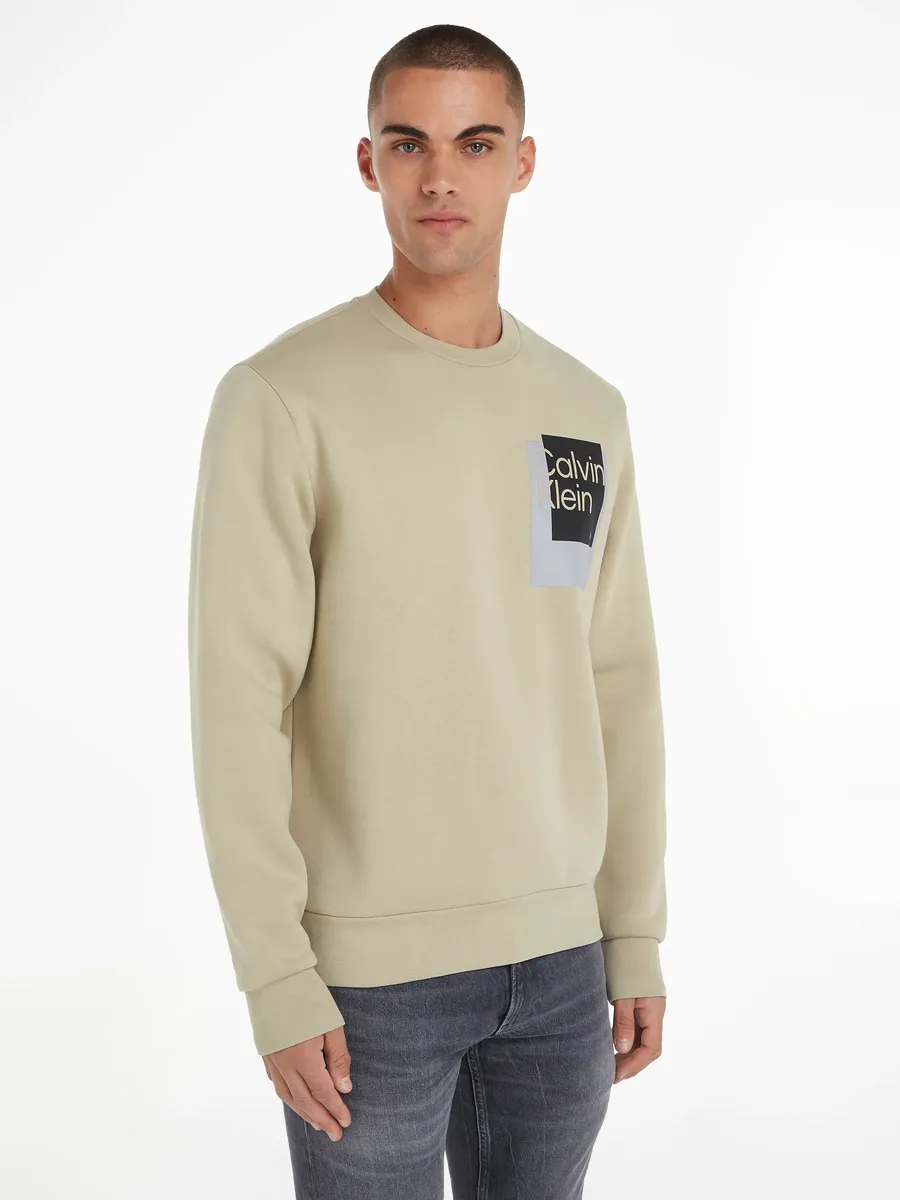 

Толстовка Calvin Klein "OVERLAY BOX LOGO SWEATSHIRT", цвет Eucalyptus