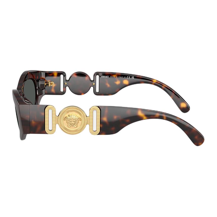 VERSACE Инъекционные металлические солнцезащитные очки Cat Eye для женщин, коричневые — фото 4
