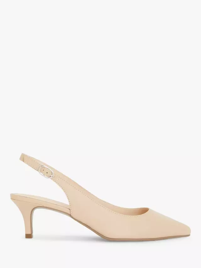 Туфли-лодочки John Lewis Greece Leather Kitten Heel Slingback, бежевый