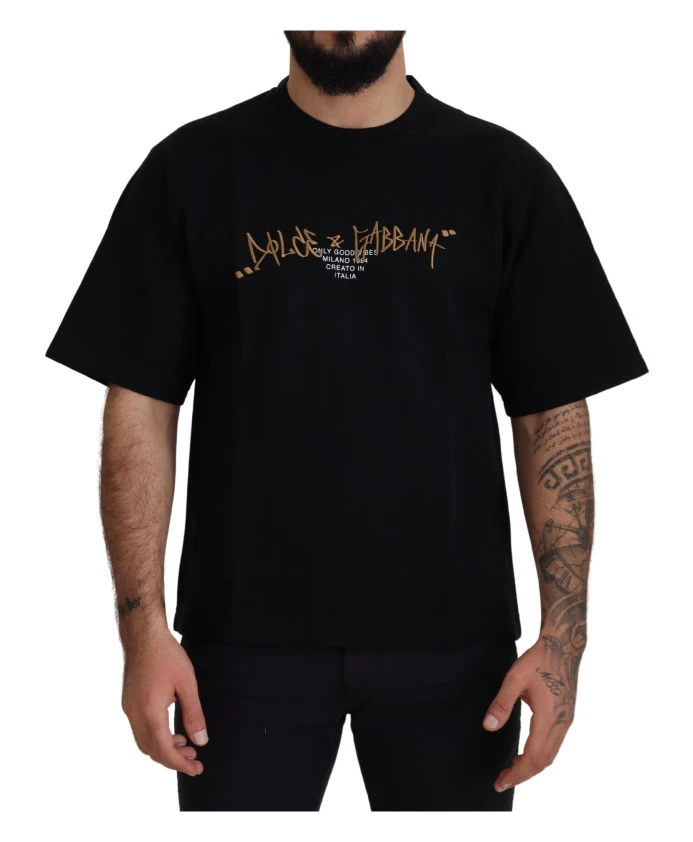 

Футболка из смесового хлопка с круглым вырезом. Dolce & Gabbana, черный