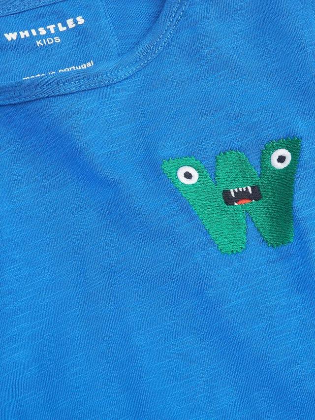 Детская футболка с длинными рукавами и вышивкой Monster Whistles, Blue — фото 3