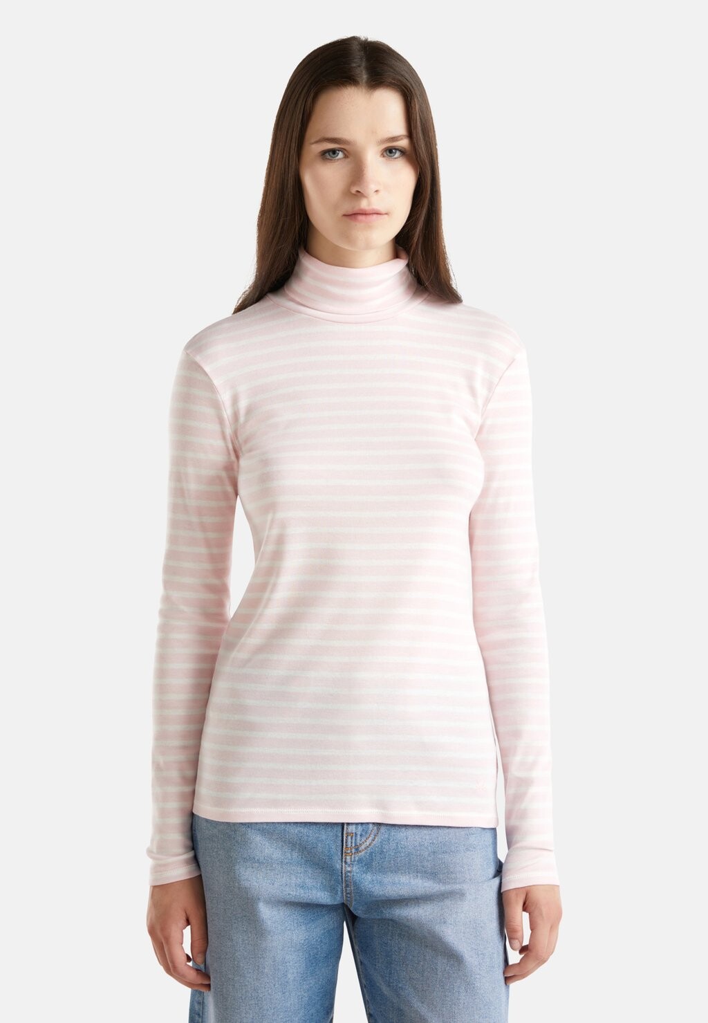 

Топ с длинными рукавами STRIPED TURTLENECK United Colors of Benetton, светло-розовый
