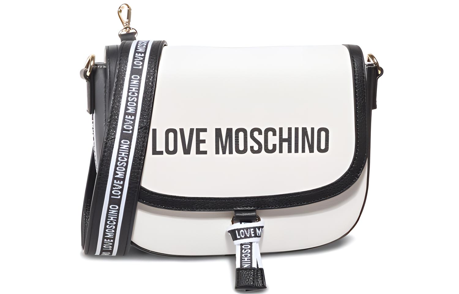 

MOSCHINO Кожаная сумка через плечо, женская, черно-белая