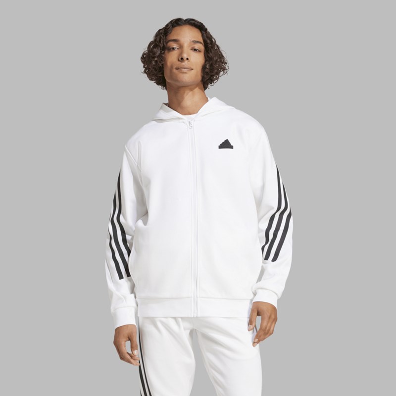 

Мужская толстовка с капюшоном и молнией во всю длину, 3 полоски Future Icons Adidas, белый