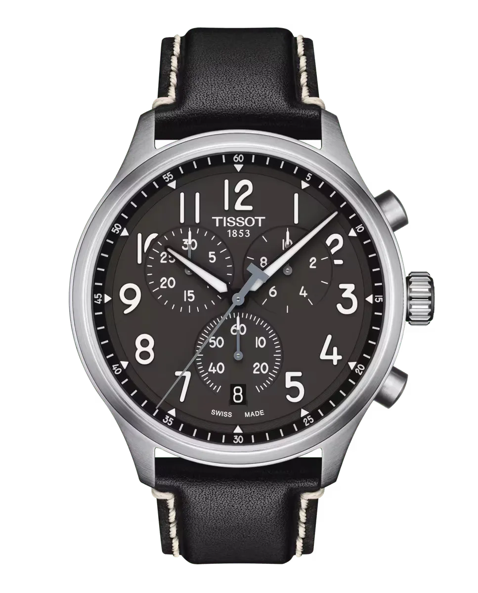 

Мужские часы коллекции Chrono XL из черной кожи Tissot, черный
