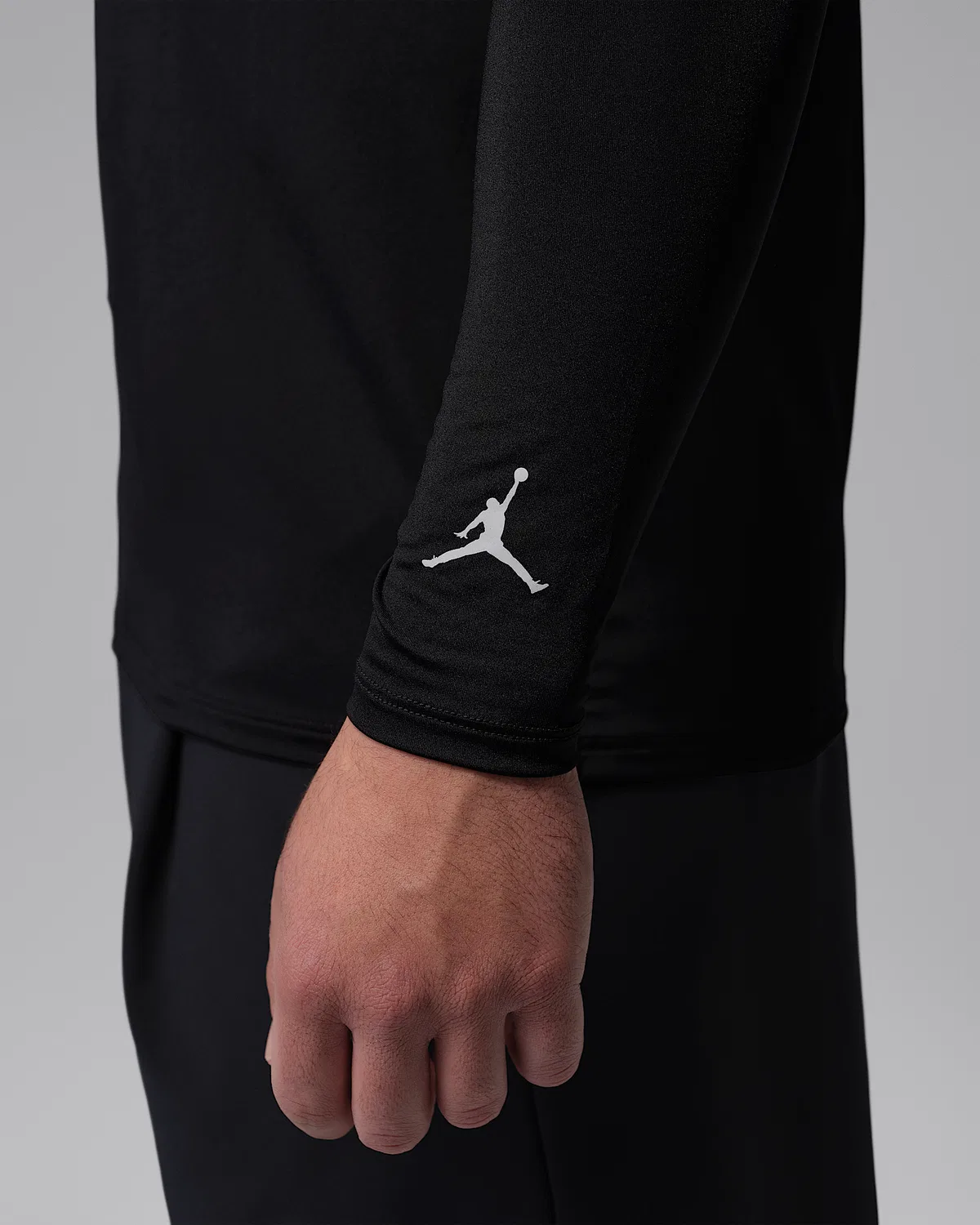 Мужская длинная базовая футболка Dri-FIT Jordan Sport, Black/White — фото 4