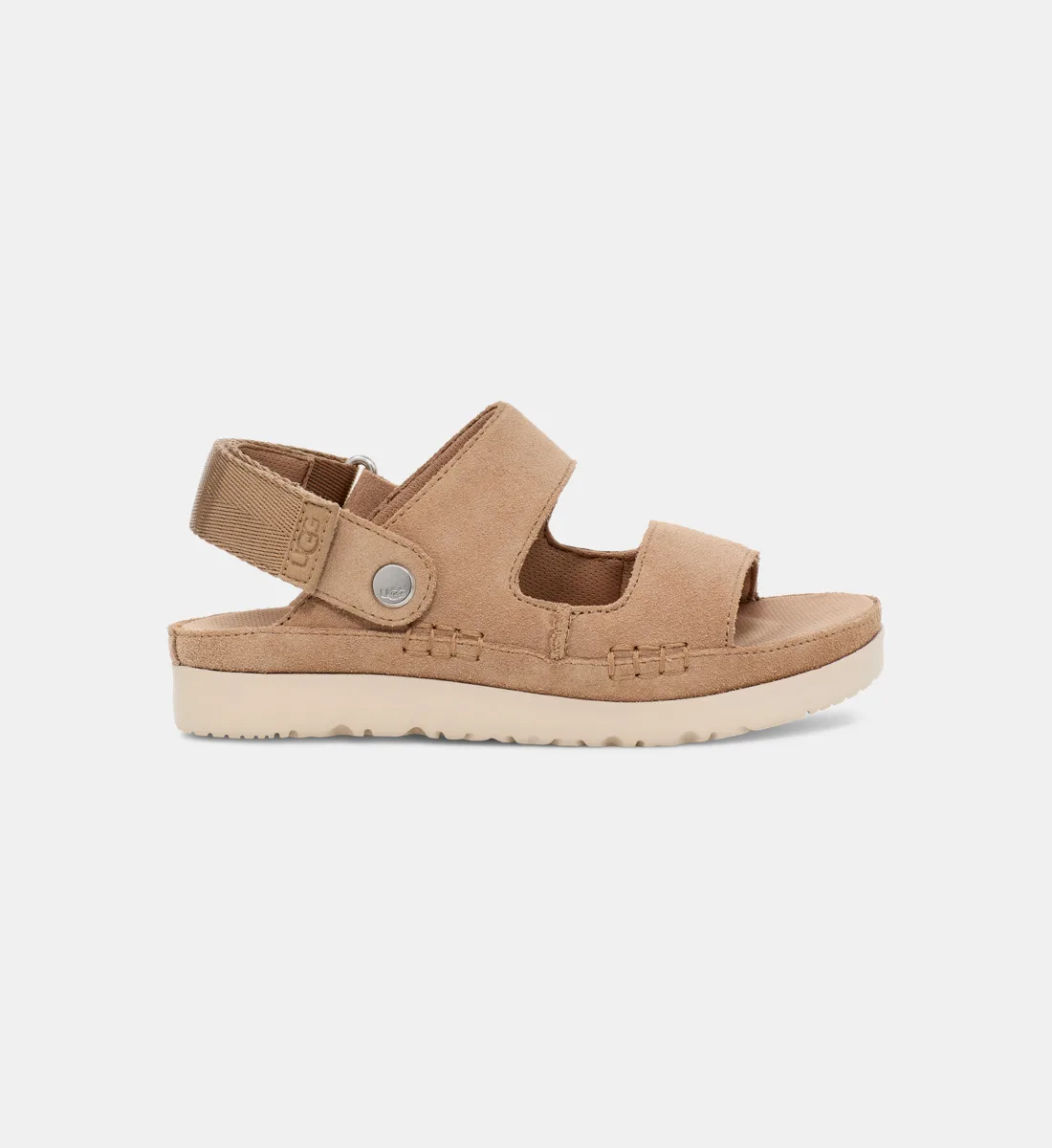 Замшевые плоские сандалии с несколькими ремешками UGG, бежевый