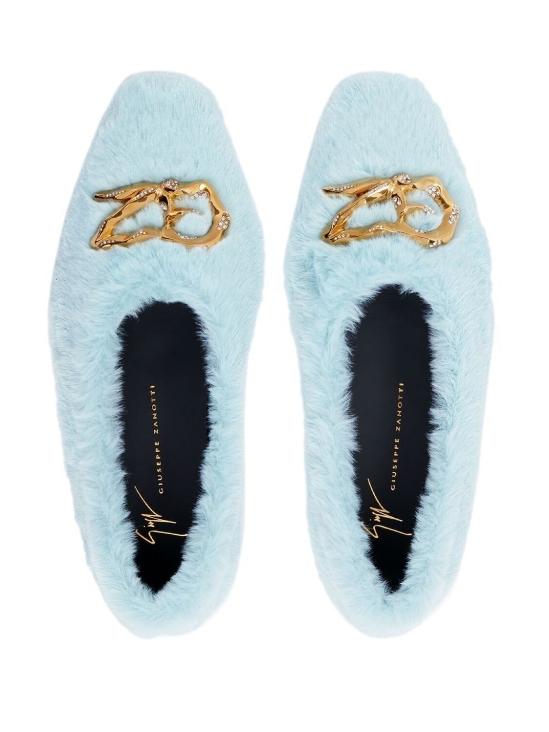 Giuseppe Zanotti лоферы Lucreciia с искусственным мехом, синий — фото 4