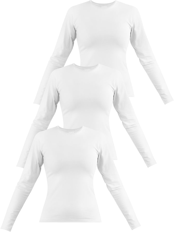

Лонгслив Janice 3 x Damen Langarmshirt hochgeschlossen Niska, белый