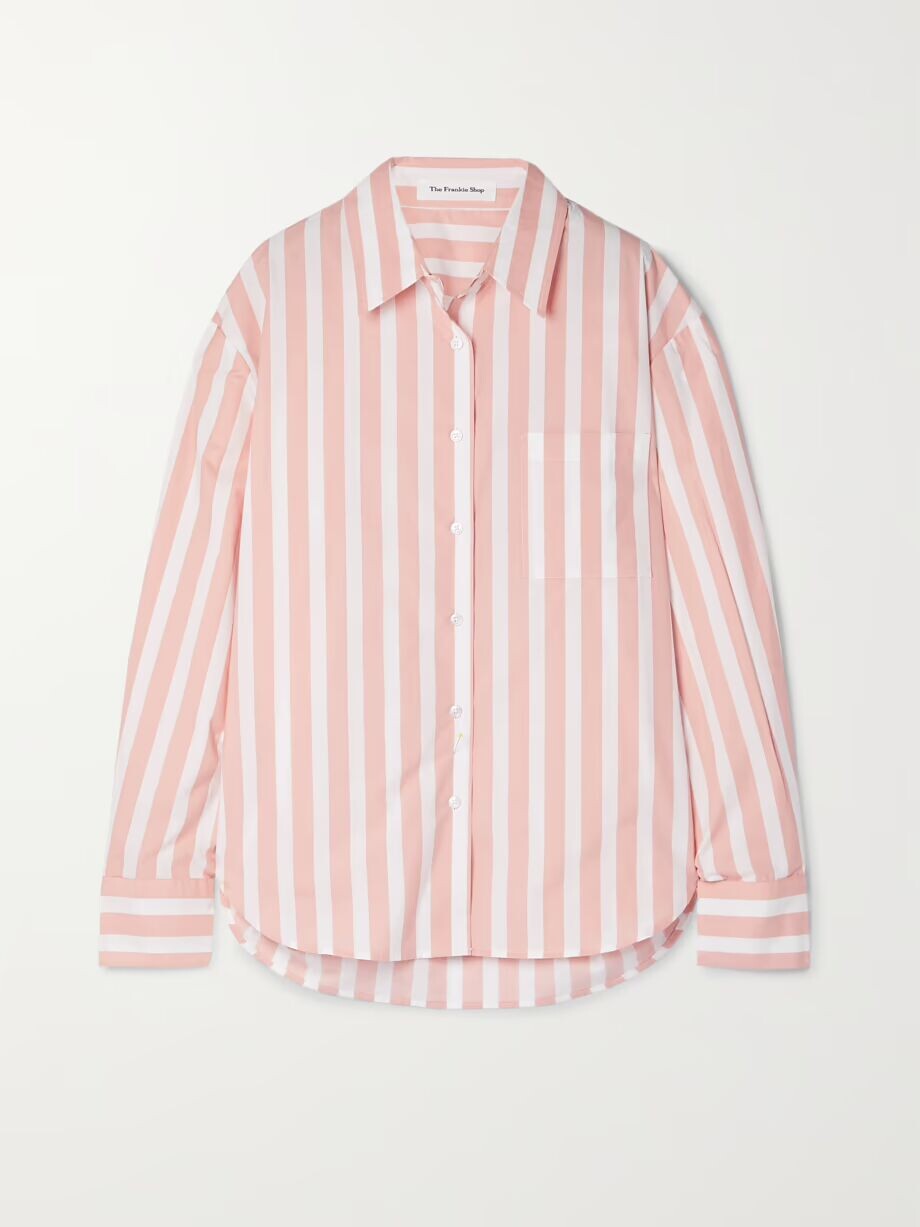

Рубашка Lui из хлопкового поплина в полоску The Frankie Shop, розовый