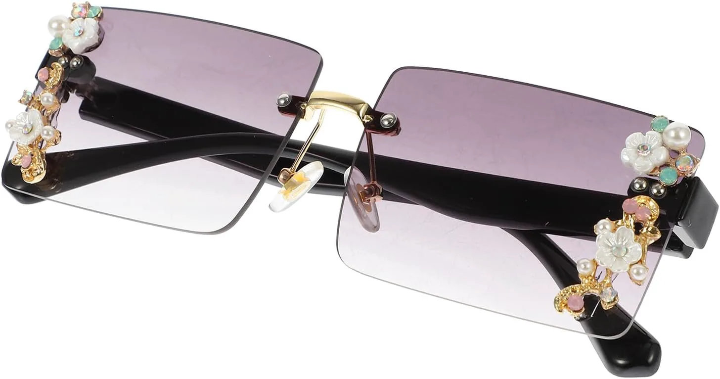 

Женские солнцезащитные очки BESPORTBLE с декоративными камнями, черная оправа, градиентные линзы, летний аксессуар для показов мод и уличного стиля, Black