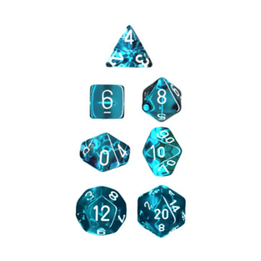 

Комплект Poly Set Teal W/White — пересмотренный (7), Dice - Translucent - Poly Sets (Chessex)