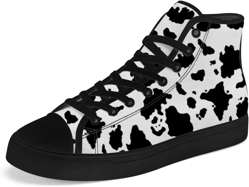 

Кеды на высокой подошве chebing с принтом коровы для женщин и мужчин, высокие кроссовки на шнуровке, повседневная обувь, подарки для мужчин и женщин, белый