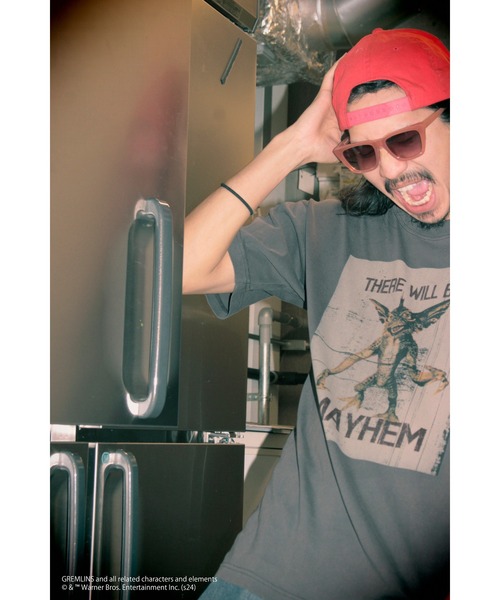 

Футболка с принтом "Гремлины", свободного кроя, короткий рукав, пигментная отделка, винтажный вид Minius