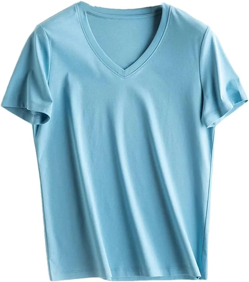 

Женская футболка из смеси шелка и хлопка с коротким рукавом и круглым вырезом