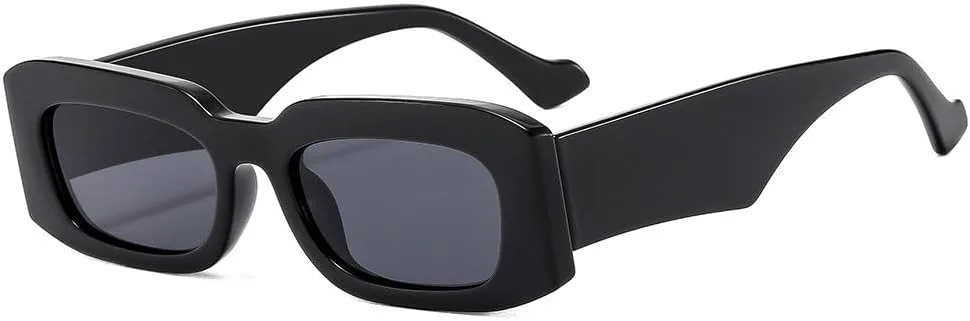 

Маленькие прямоугольные солнцезащитные очки для мужчин и женщин, с широкими дужками, дорожные солнцезащитные очки, винтажные, ретро, ​​UV400 HYYZZC, Black