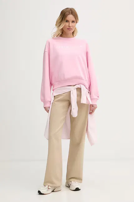 Толстовка без капюшона Relaxed fit Tommy Hilfiger, розовый — фото 2