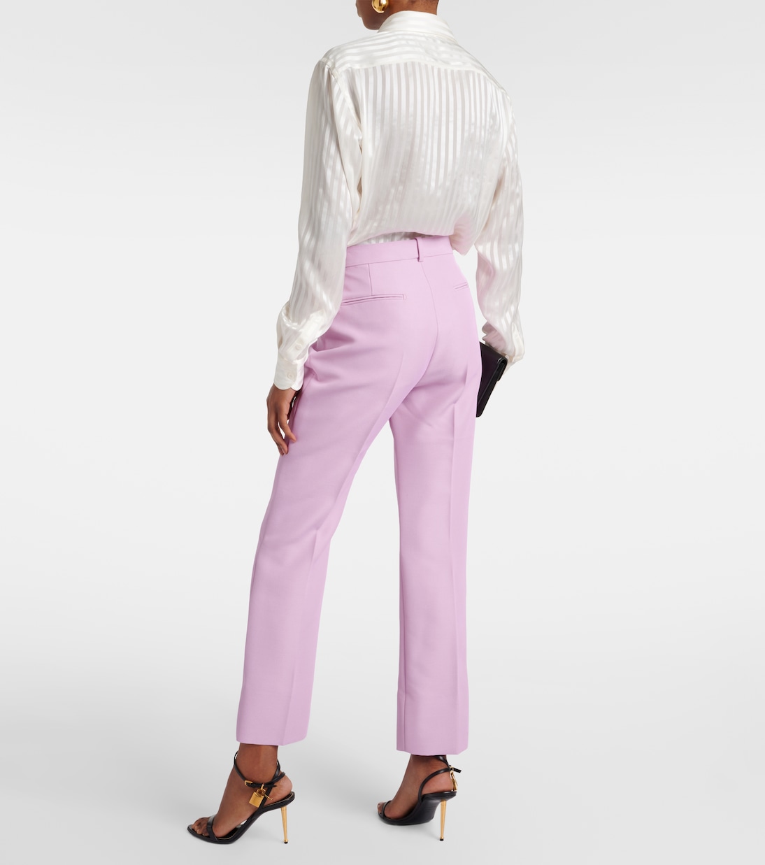Узкие брюки из смесовой шерсти Tom Ford, Light Pink — фото 3