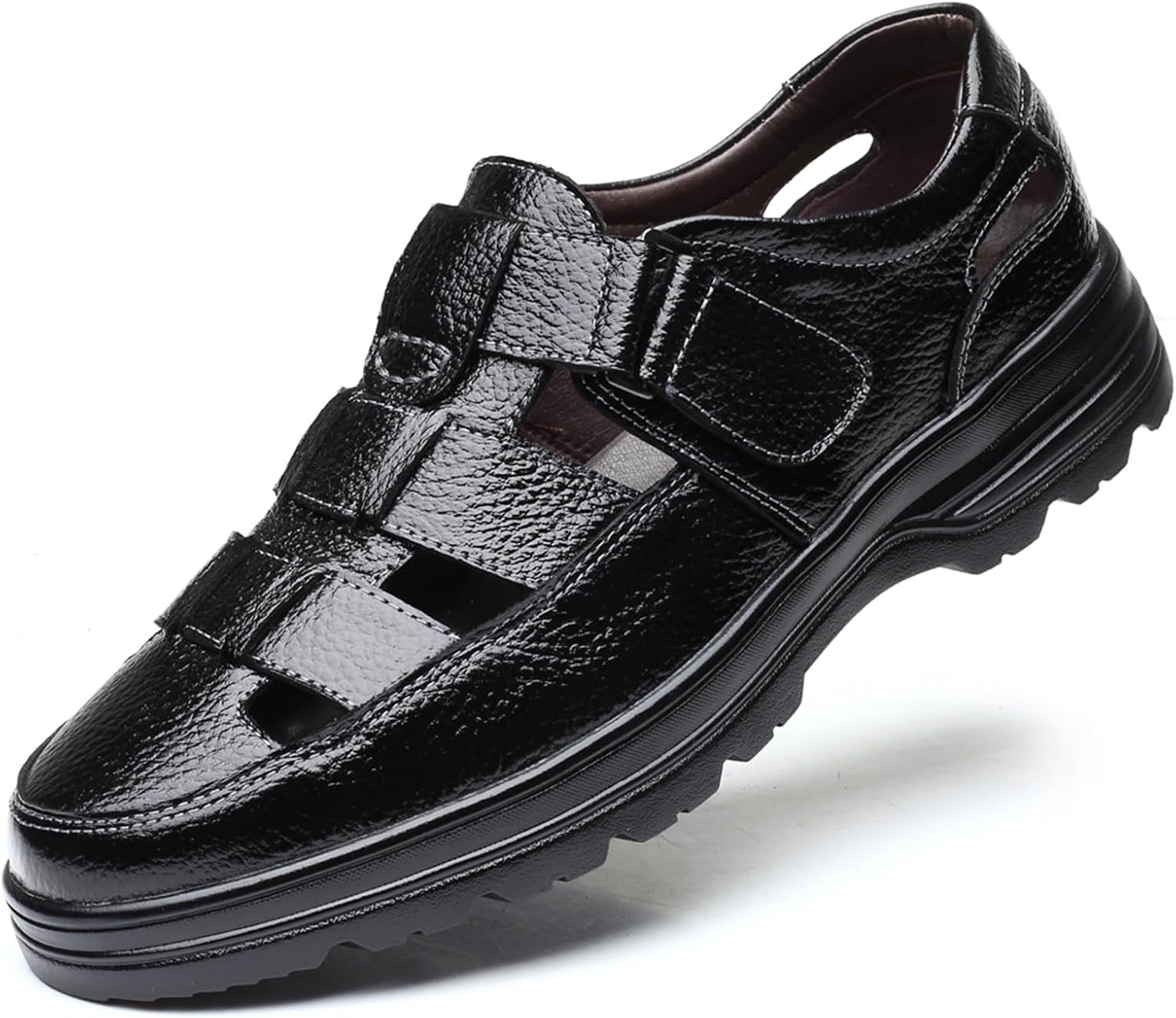 

Мужские повседневные сандалии из натуральной кожи, мягкая ходьба, офисные оксфорды, мужская обувь для коктейля и формальных мероприятий Abborora, черный