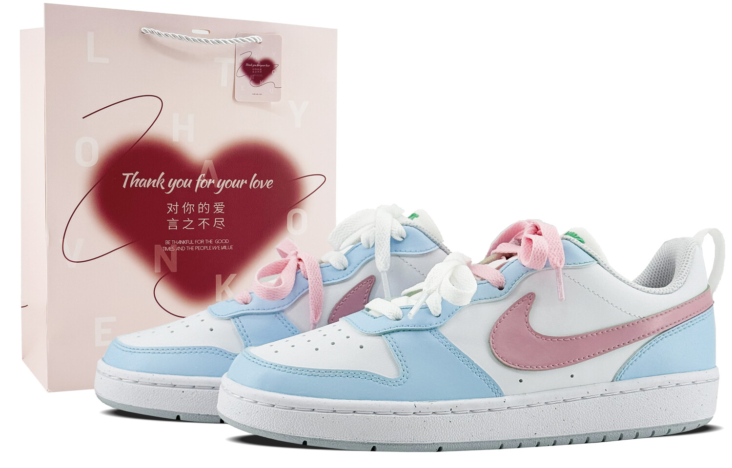 

Кроссовки Nike Court Borough Skateboarding Shoes Women's Low-top Blue/pink, синий/розовый