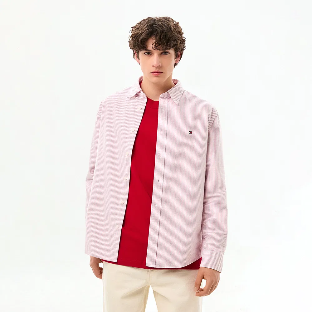 Мужская рубашка Heritage Oxford в полоску, розовая, от Tommy Hilfiger