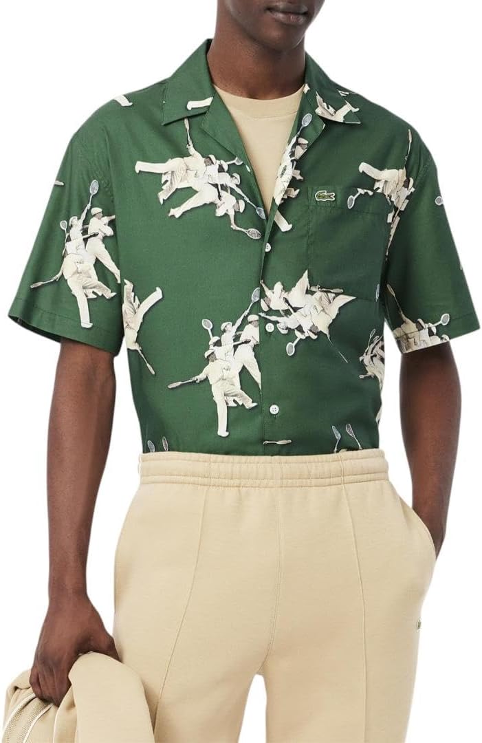 

Мужская короткая рубашка Lacoste Rene Graphic Woven, Green